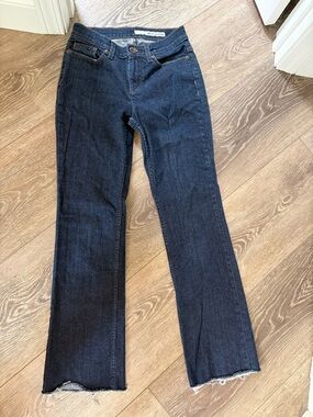 DKNY Dark Indigo Flare Jeans with Frayed Hem
